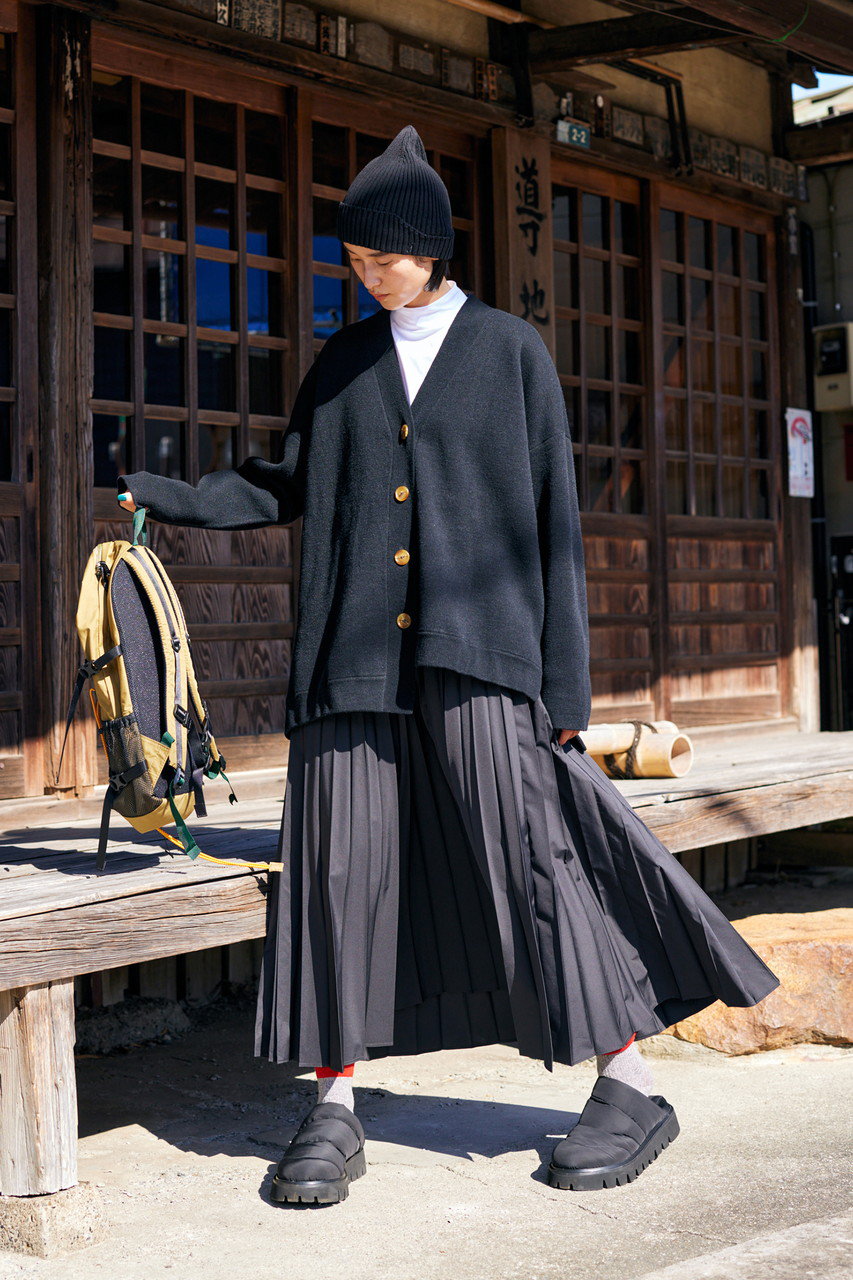 Waterrepellent タフタワイドプリーツスカート nagonstans-