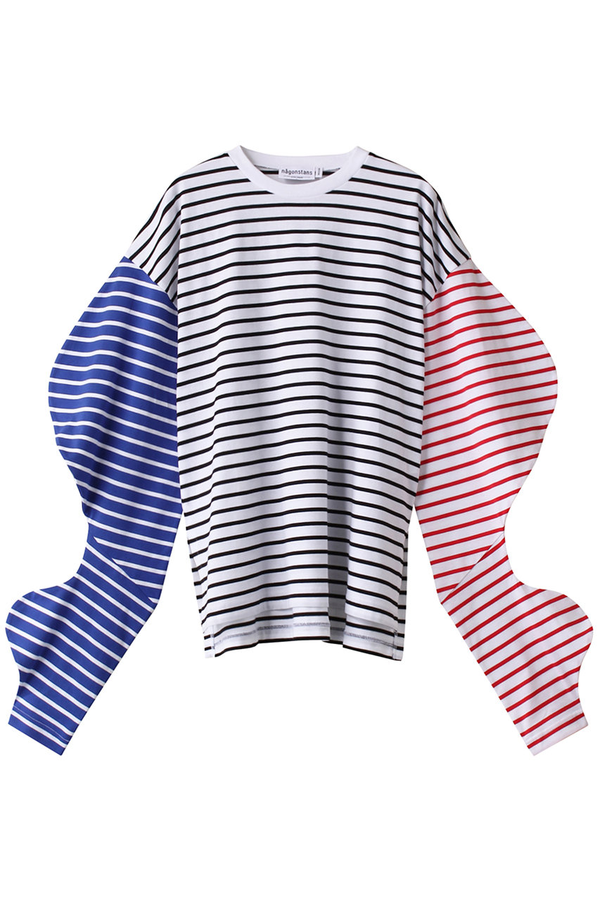 MIX Border Twist Sleeve ロングTシャツ