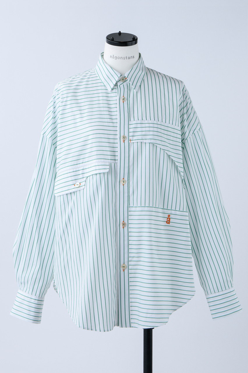 Poplin Stripe Roundフレア SH/シャツ