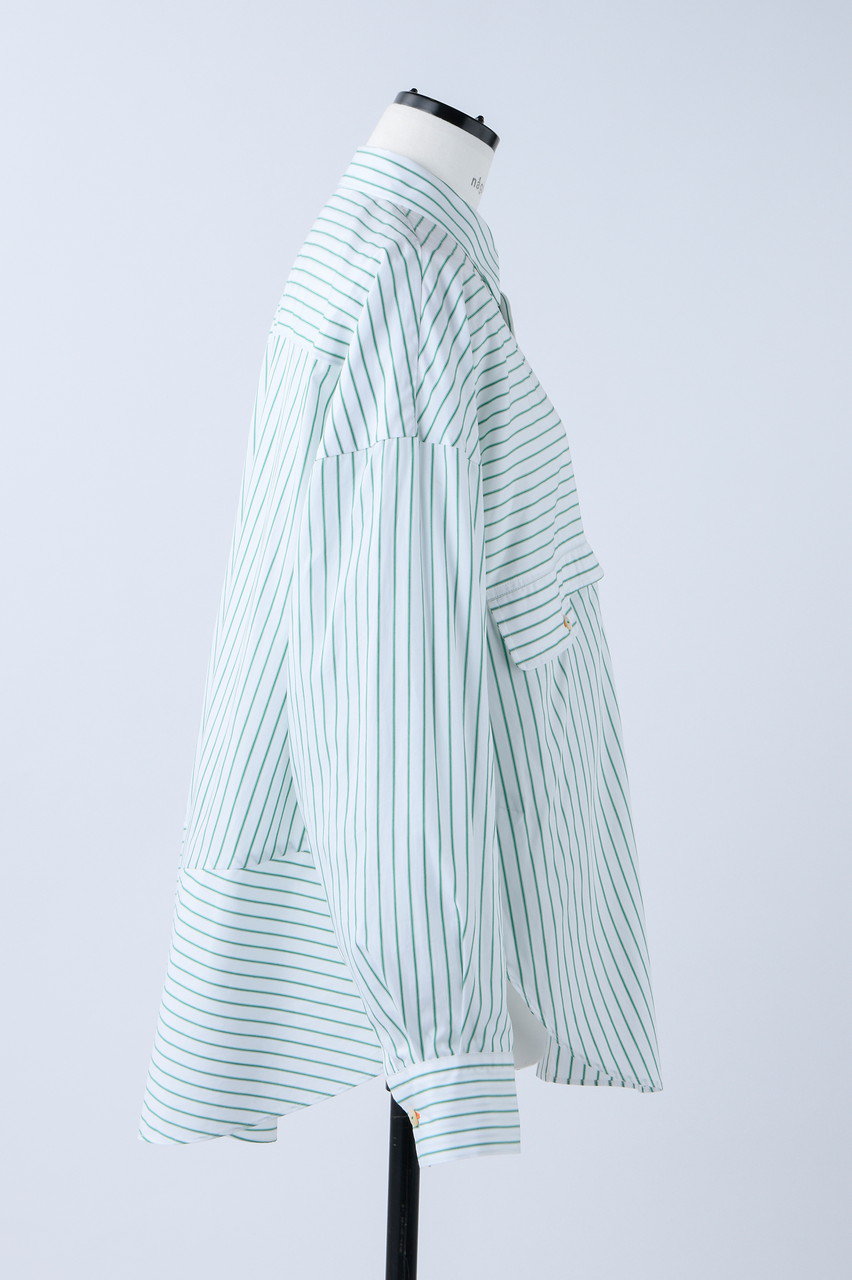 Poplin Stripe Roundフレア SH/シャツ