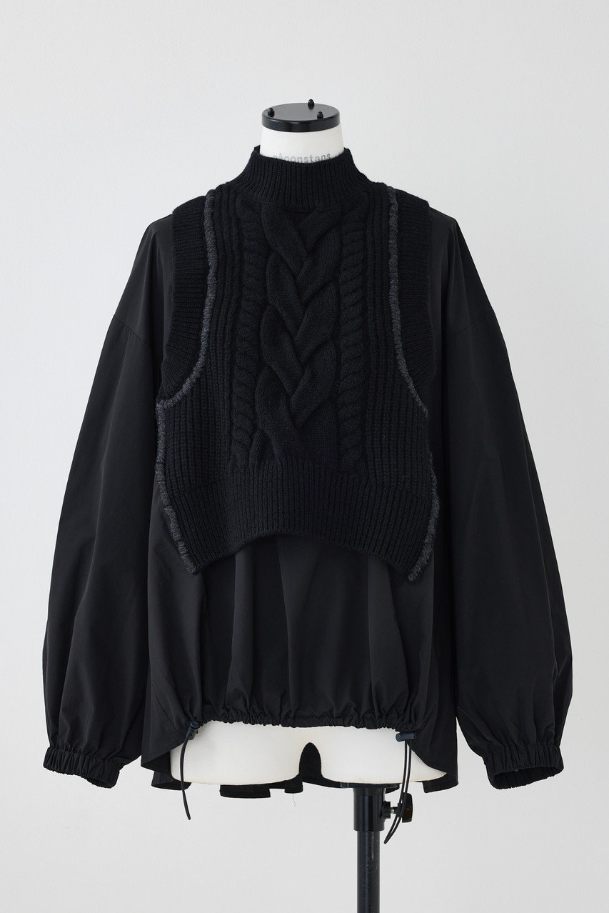 nagonstans(ナゴンスタンス)｜PE Taffeta Knit Combi PO/プルオーバー/Black  の通販｜ELLESHOP・(エル・ショップ)