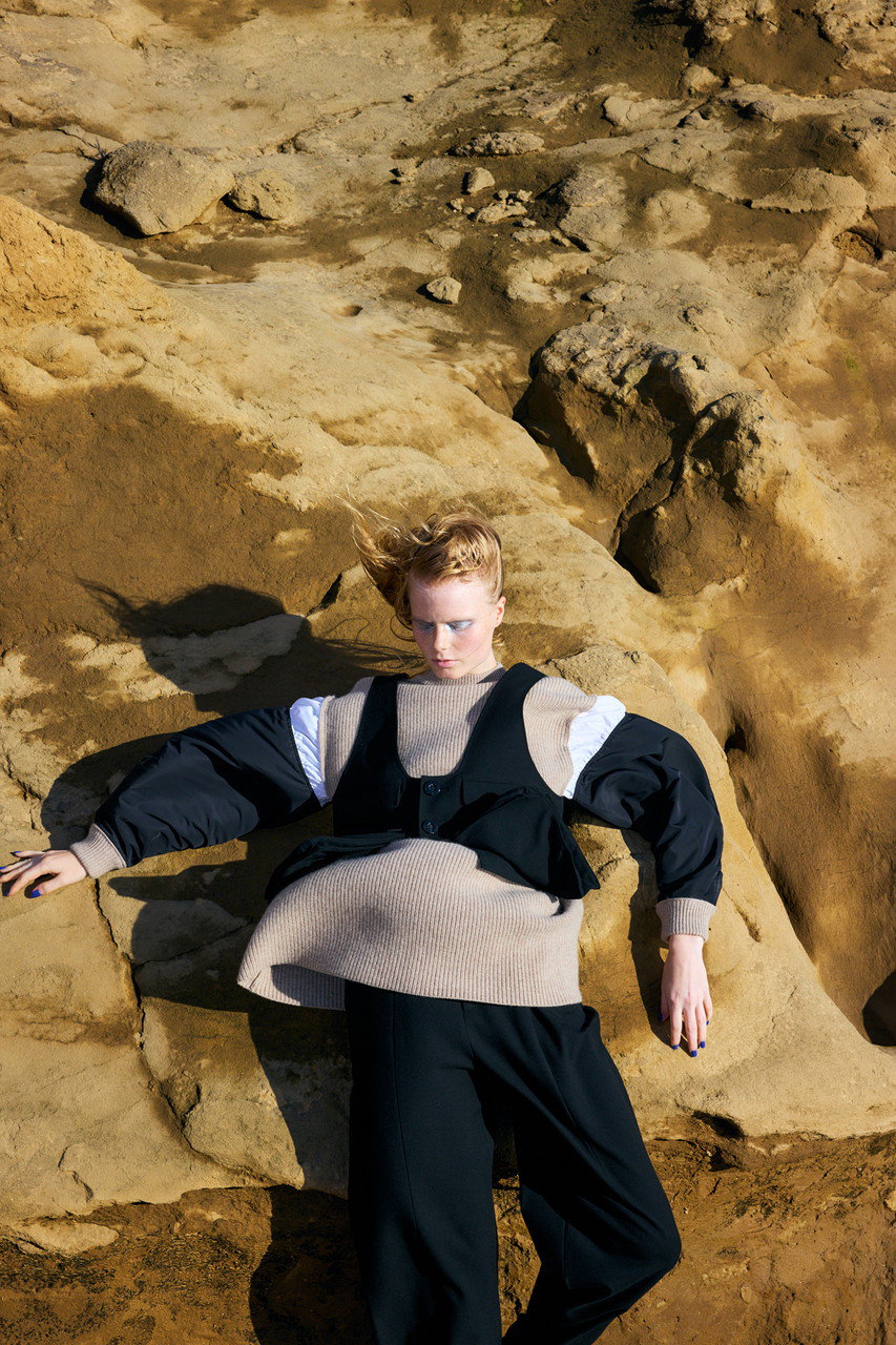 nagonstans(ナゴンスタンス)｜Knit ×Woven P.O/プルオーバー/Oatmeal