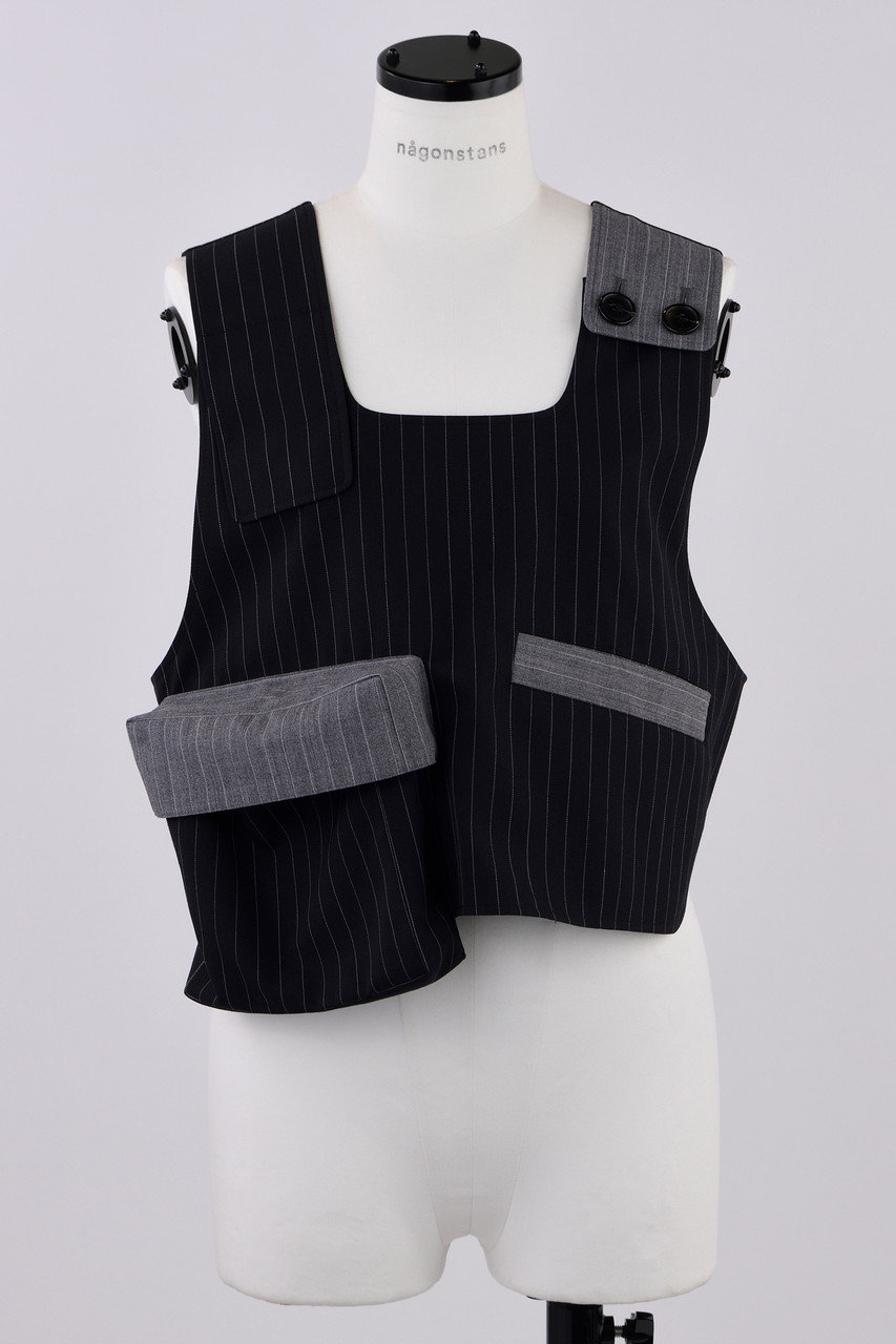 ナゴンスタンス/nagonstansの【1/15 12:00販売開始】ギャバストライプ Bib Vest/ベスト(Space/470IS830-0181)