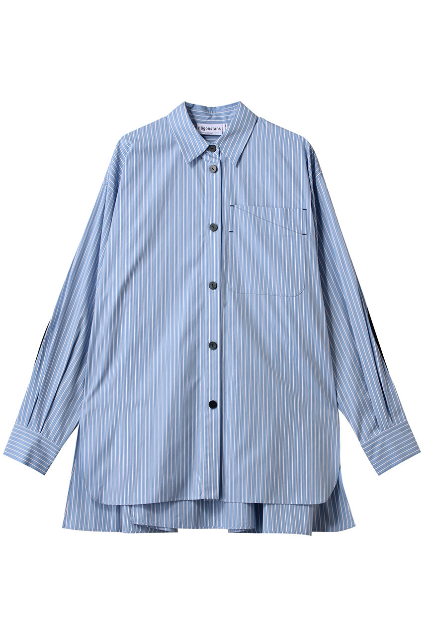 nagonstans Combi Stripe バイカラーフレアSH/シャツ (Water, M) ナゴンスタンス ELLE SHOP nagonstans Combi Stripe バイカラーフレアSH/シャツ (Water, M) ナゴンスタンス ELLE SHOP