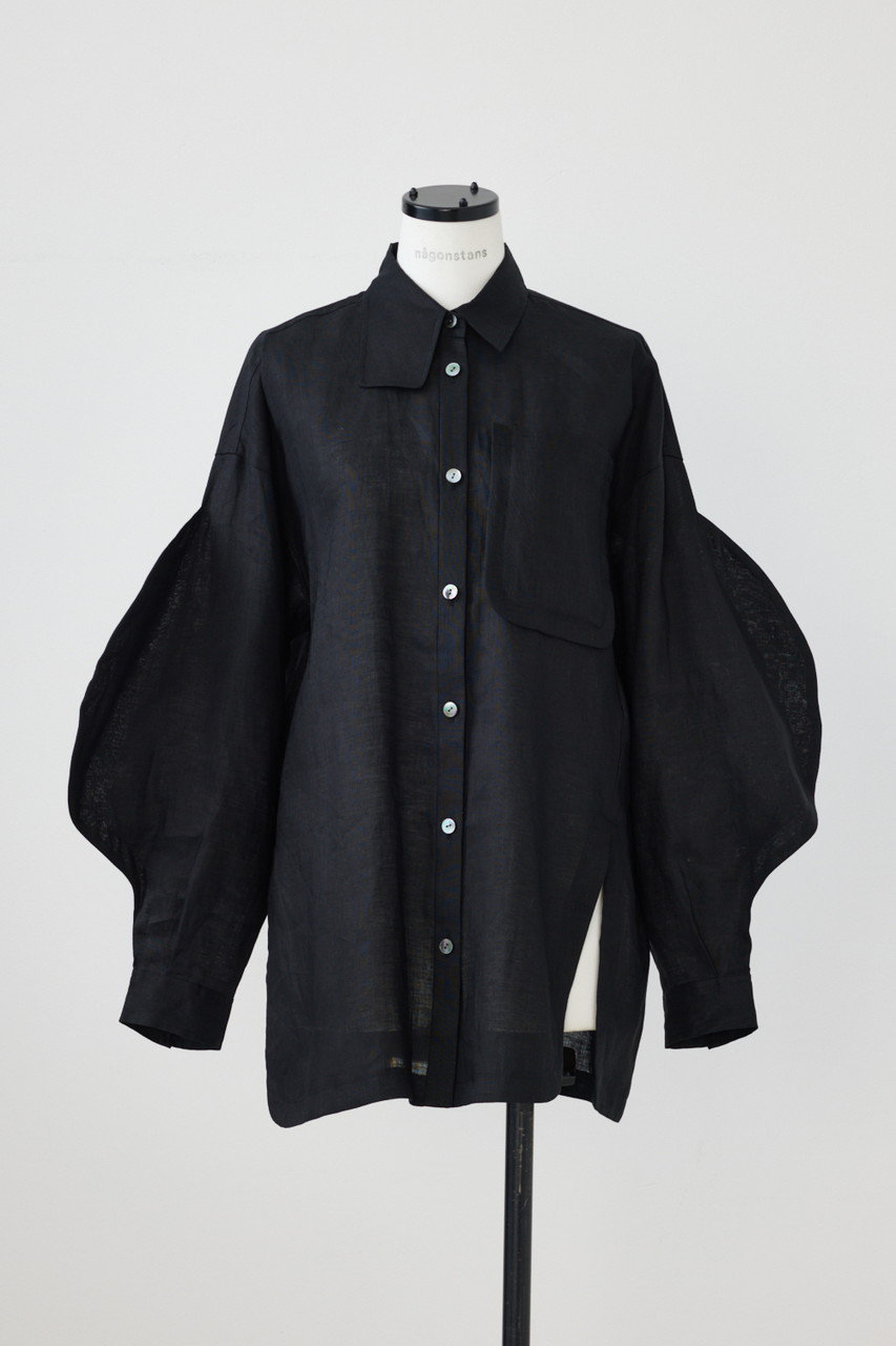 nagonstans リネンポプリン ボリュームSleeve シャツ (Black, M) ナゴンスタンス ELLE SHOP nagonstans リネンポプリン ボリュームSleeve シャツ (Black, M) ナゴンスタンス ELLE SHOP