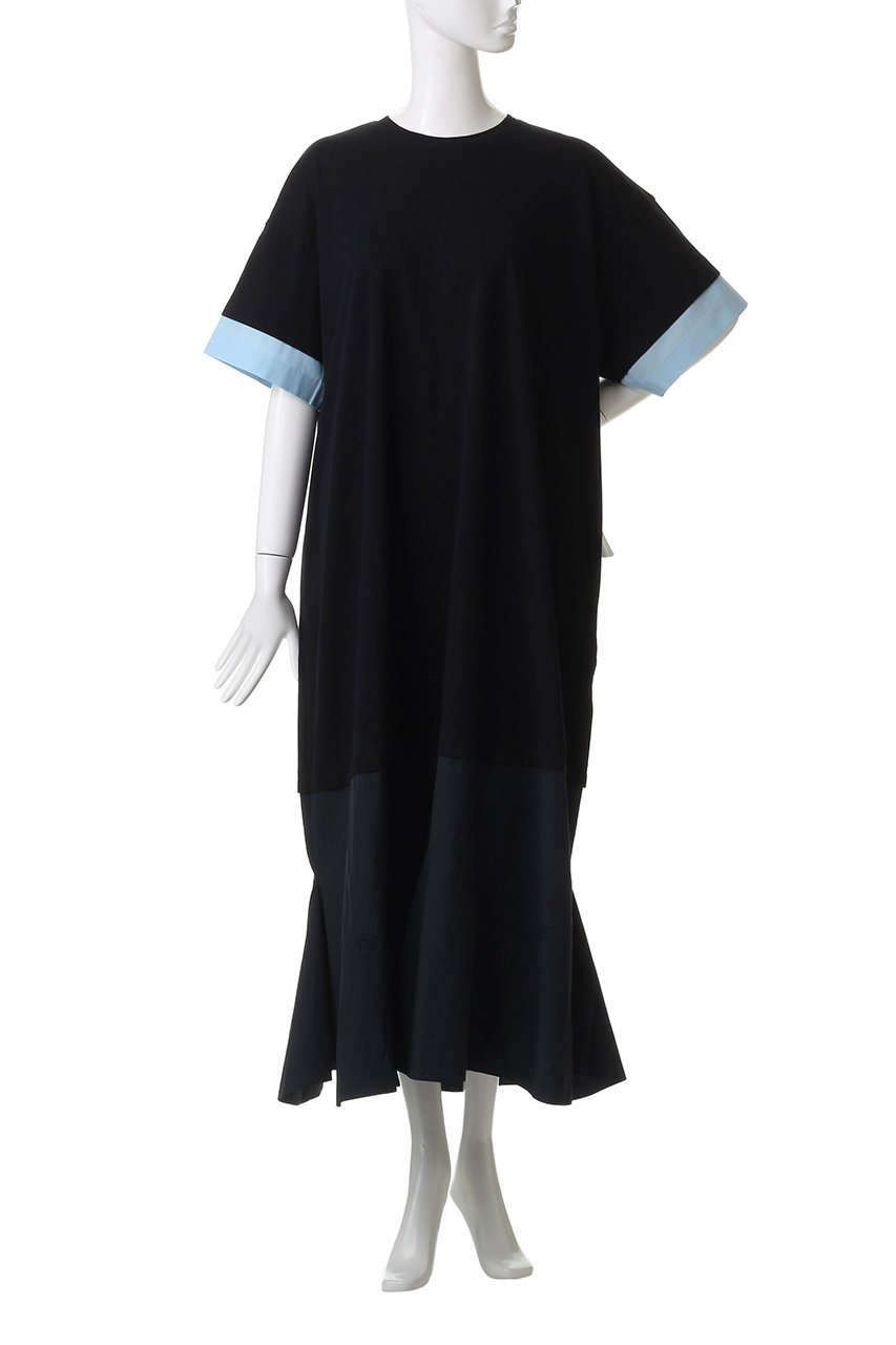nagonstans ブラック ワンピース Small　新品 CO天竺 立体ドレープドレス（ワンピース）｜nagonstans（ナゴ