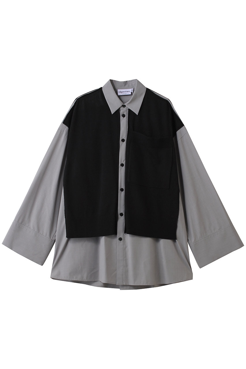 ナゴンスタンス/nagonstansのknit combination shirt/シャツ(Black/470IA430-2131)