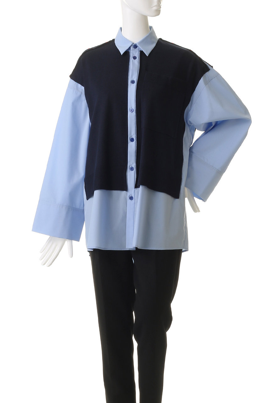 nagonstans(ナゴンスタンス)｜knit combination shirt/シャツ/Black の