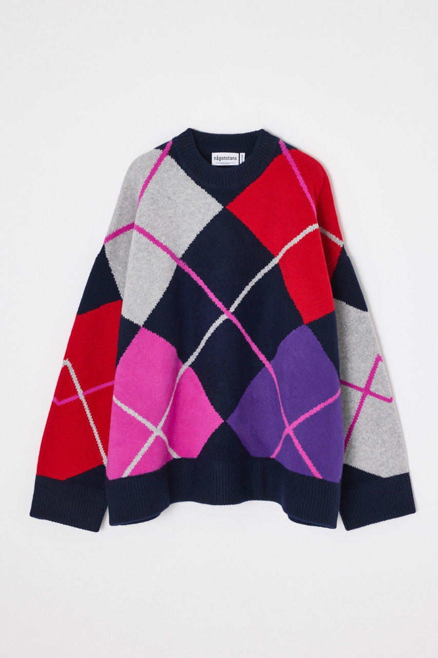 nagonstans argyle knit pullover (Space, M) ナゴンスタンス ELLE SHOP