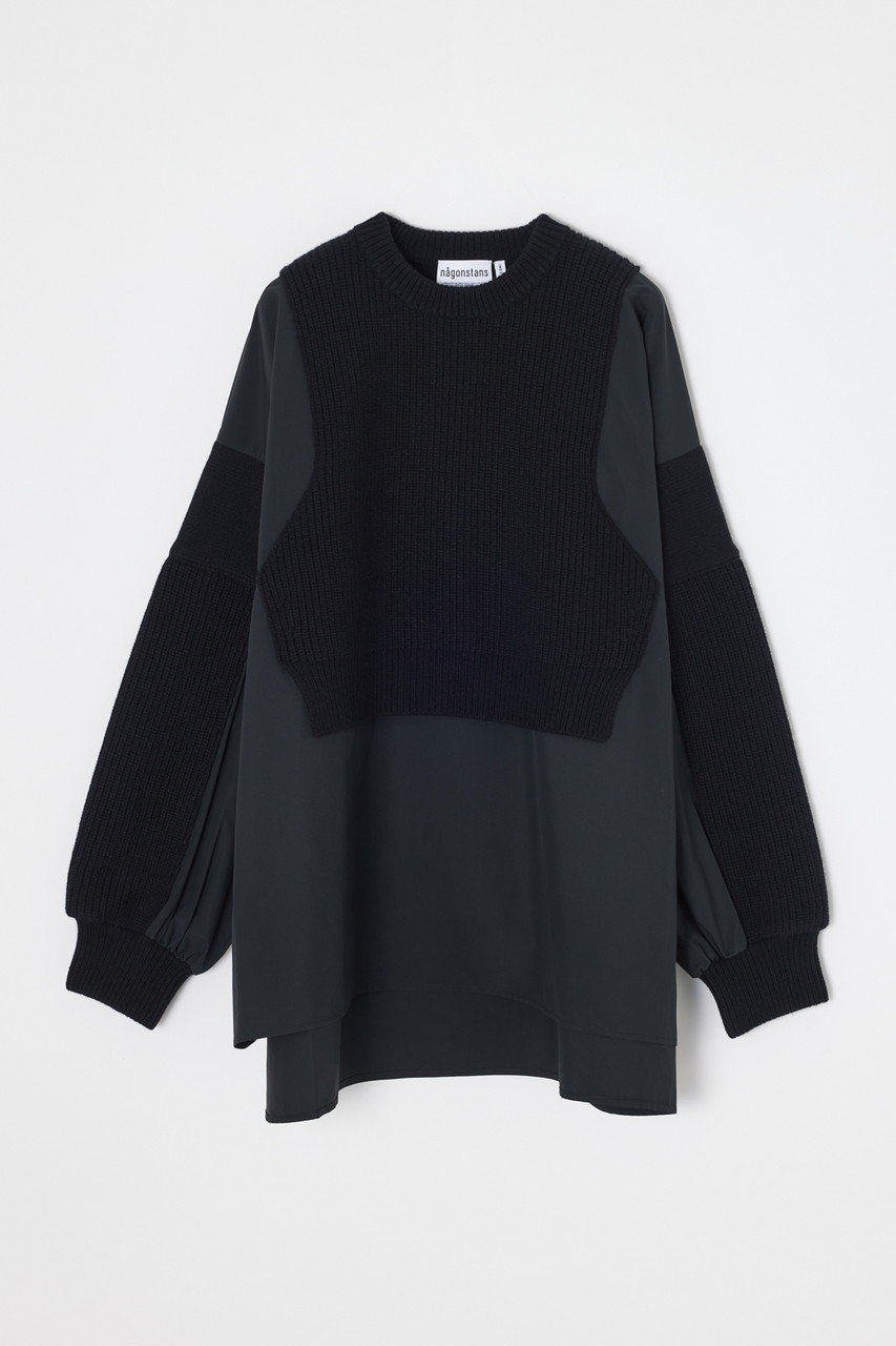 nagonstans mix knit applique pullover (Black, M) ナゴンスタンス ELLE SHOP nagonstans mix knit applique pullover (Black, M) ナゴンスタンス ELLE SHOP