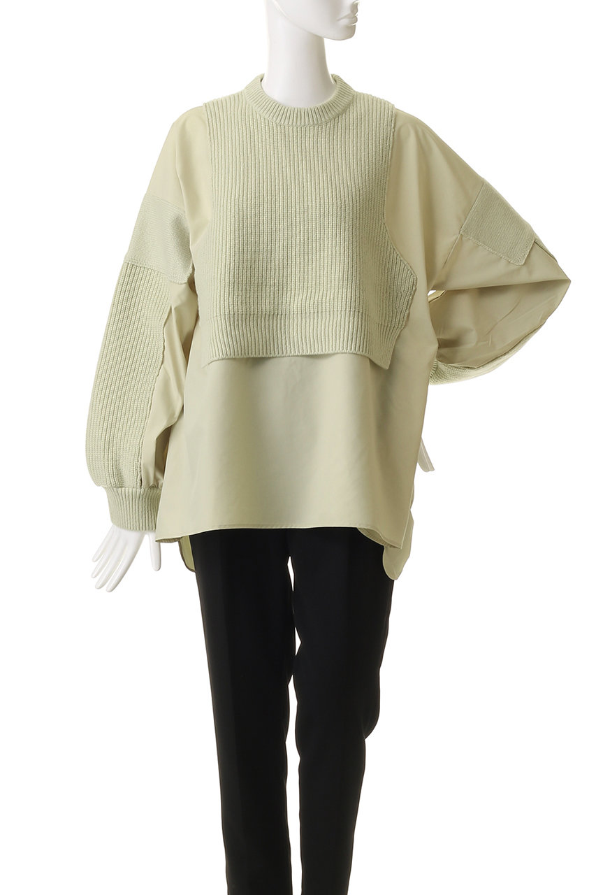 nagonstans(ナゴンスタンス)｜mix knit applique pullover/Black の