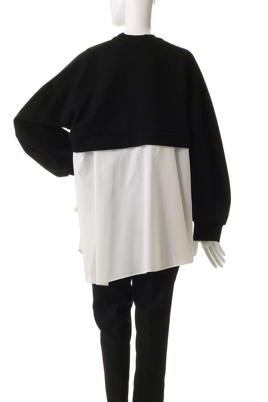 nagonstans(ナゴンスタンス)｜shirt layered round pullover/Black の