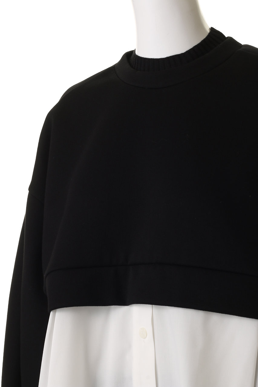 nagonstans(ナゴンスタンス)｜shirt layered round pullover/Black の