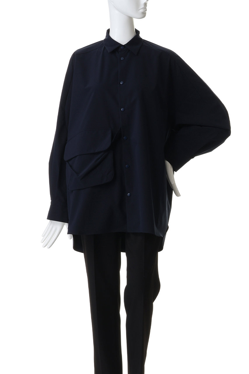 nagonstans / ナゴンスタンス | タスランウェザー 3/4 Sleeve SH/ シャツ | M | ネイビー | レディース nagonstans(ナゴンスタンス)｜wave seam shirt/Space の通販｜ELLESHOP