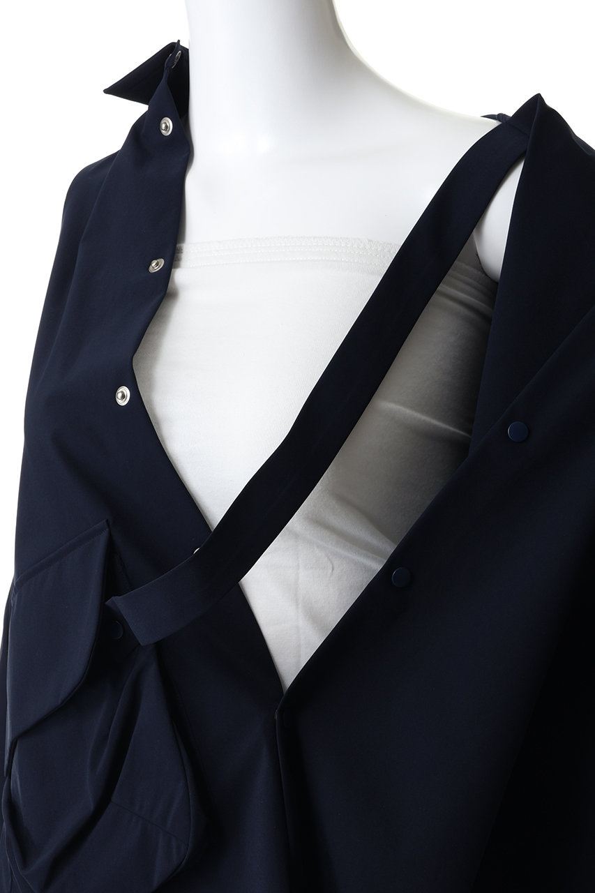 nagonstans / ナゴンスタンス | タスランウェザー 3/4 Sleeve SH/ シャツ | M | ネイビー | レディース nagonstans(ナゴンスタンス)｜wave seam shirt/Space の通販｜ELLESHOP