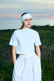 hi-neck cropped pullover