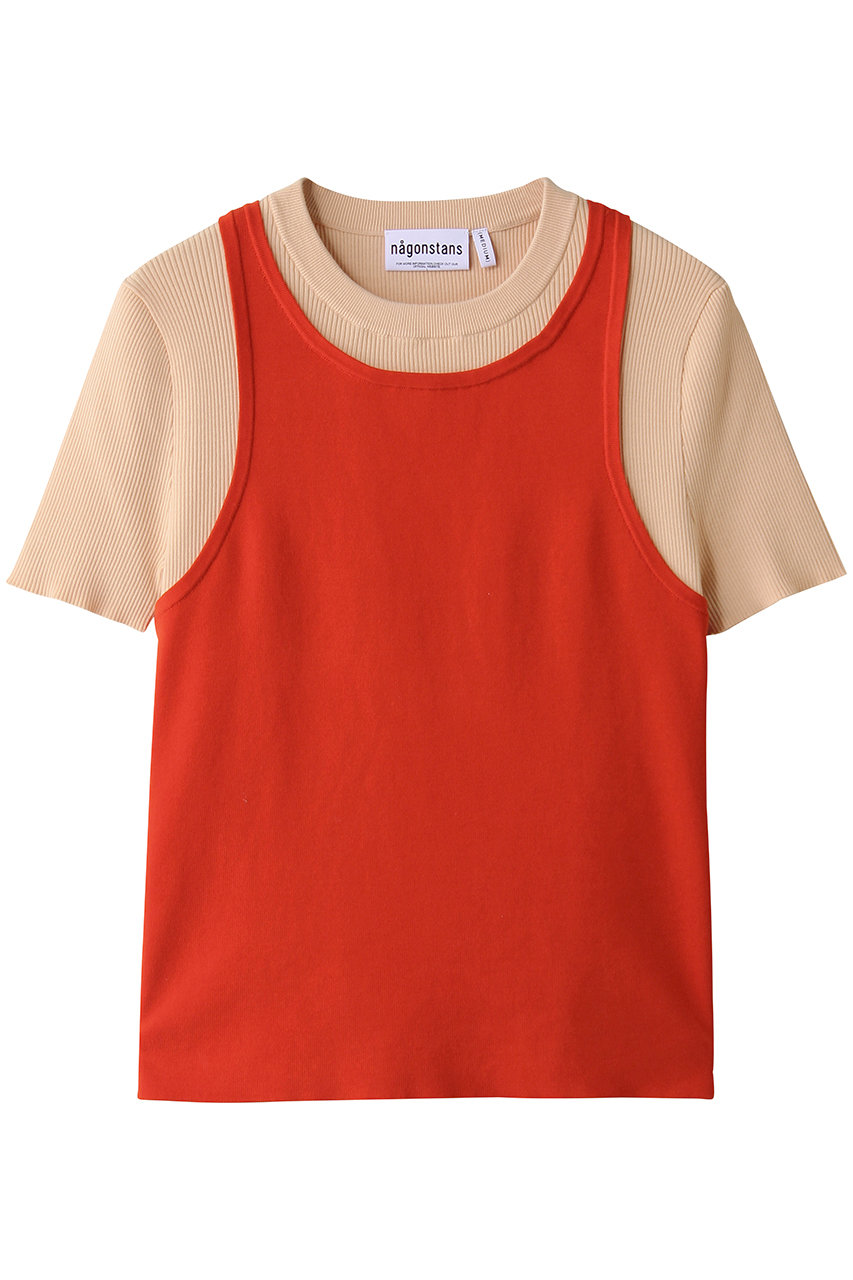 nagonstans layered t-shirt/Tシャツ (Chili, M) ナゴンスタンス ELLE SHOP