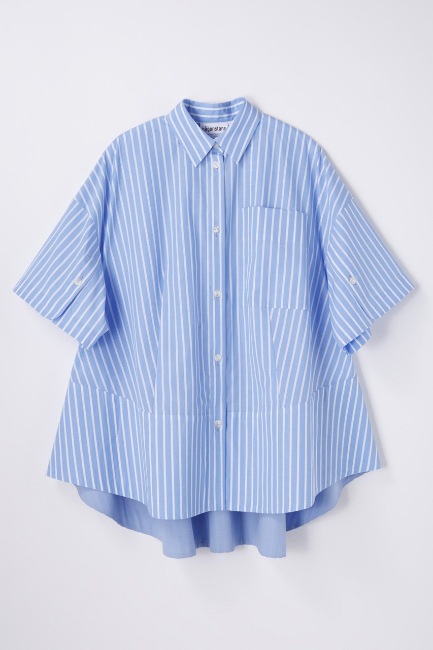 nagonstans PIN STRIPE テントラインSH/シャツ (Water, M) ナゴンスタンス ELLE SHOP