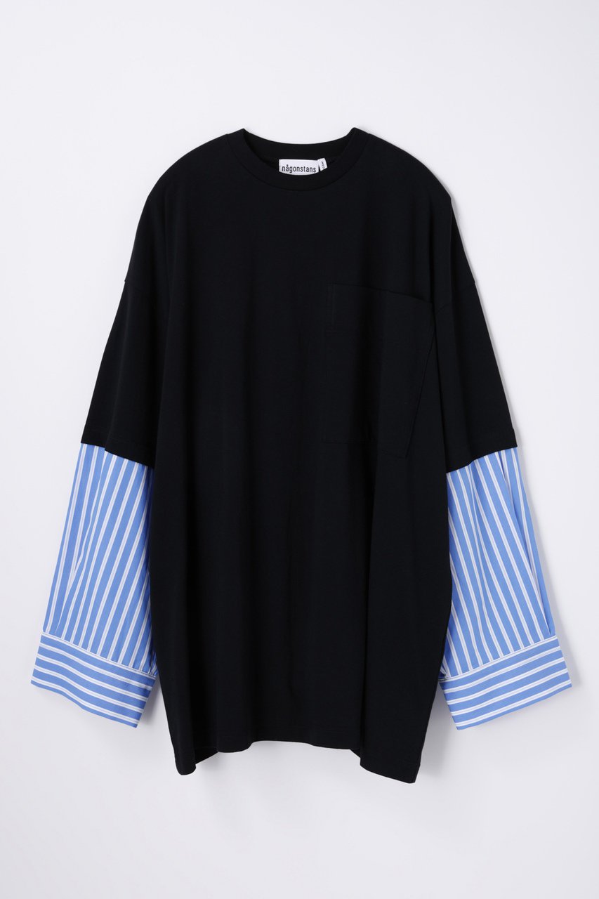 ナゴンスタンス/nagonstansのSingle jersey エクストラワイドコンビ ロンT(Black/470JA480-0671)
