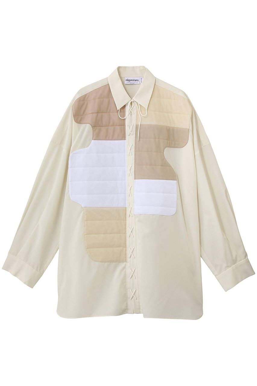 nagonstans PE/Rブロード 切替patch SH/シャツ (Mushroom, M) ナゴンスタンス ELLE SHOP