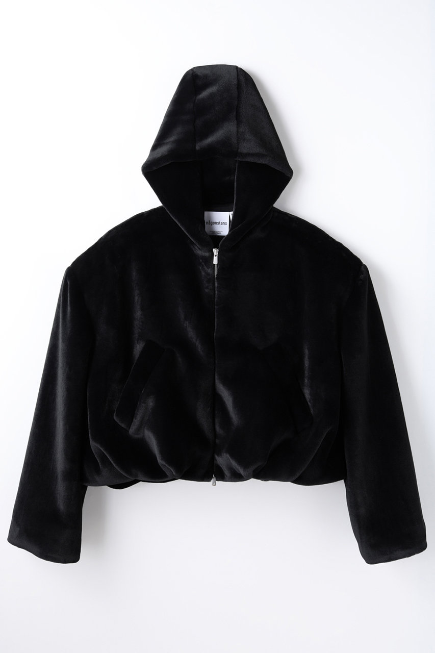 nagonstans フーテッドショートコート (Black, S) ナゴンスタンス ELLE SHOP