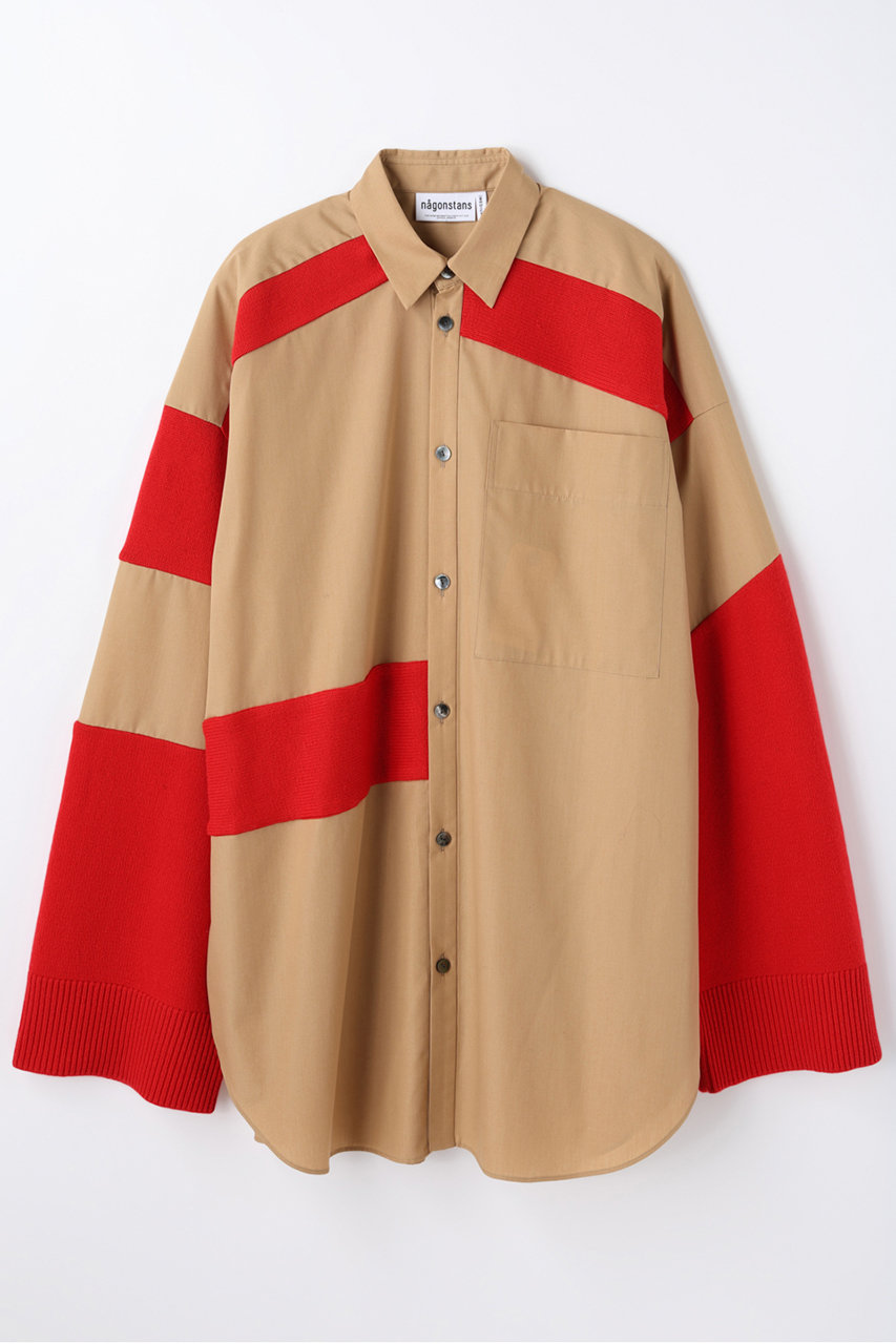nagonstans ニットコンビシャツ (Sand, M) ナゴンスタンス ELLE SHOP