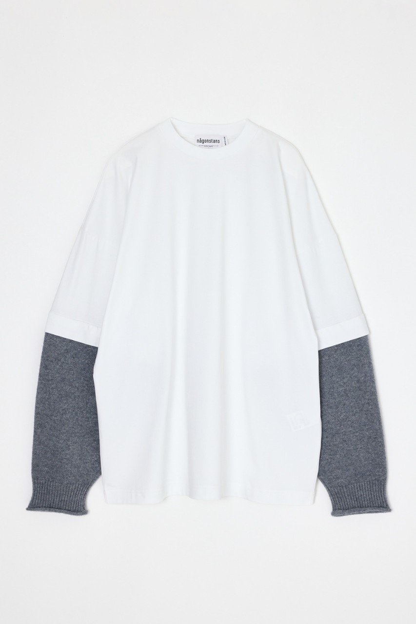 nagonstans T/Cソフト天竺 Layered Knit ロンT (Salt, M) ナゴンスタンス ELLE SHOP