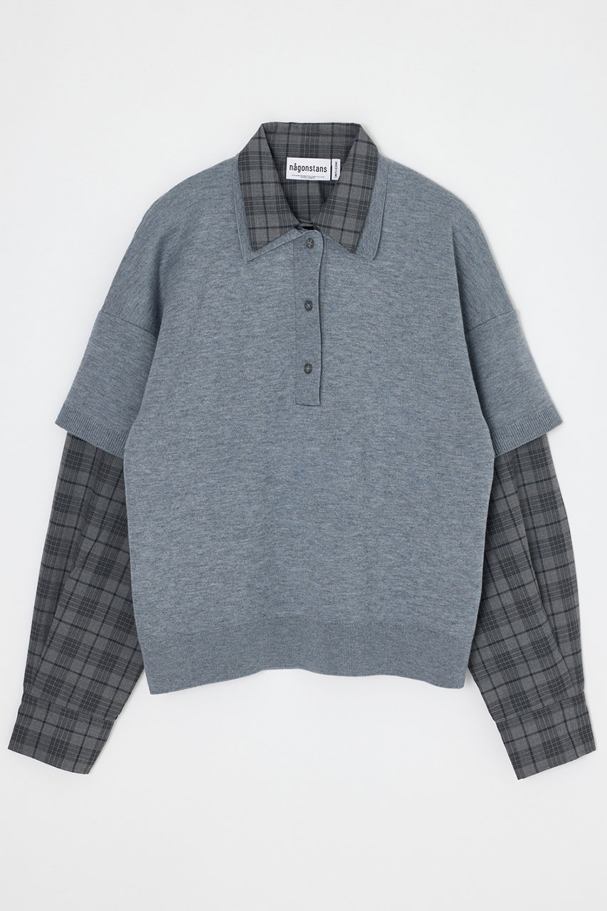 nagonstans Double Collar Polo/ポロニット (Wolf, M) ナゴンスタンス ELLE SHOP