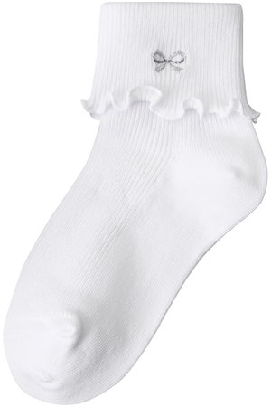 ポプキンズ/POMPKINSの【KIDS】リボン刺繍ソックス ネイビー LL（23-25㎝）(200800/200804)