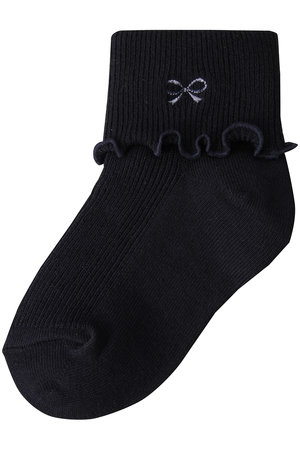 ポプキンズ/POMPKINSの【KIDS】リボン刺繍ソックス ネイビー LL（23-25㎝）(200800/200804)