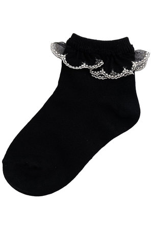 ポプキンズ/POMPKINSの【KIDS】チュールレースソックス ブラック L(20-22cm)(200800/200804)