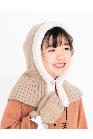 ポプキンズ/POMPKINSの【KIDS】フード付きネックウォーマー ベージュ F(200800/200899)