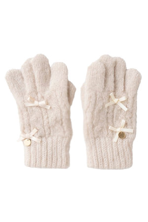 ポプキンズ/POMPKINSの【KIDS】サテンリボン手袋 アイボリー M(5才～)(200800/200899)