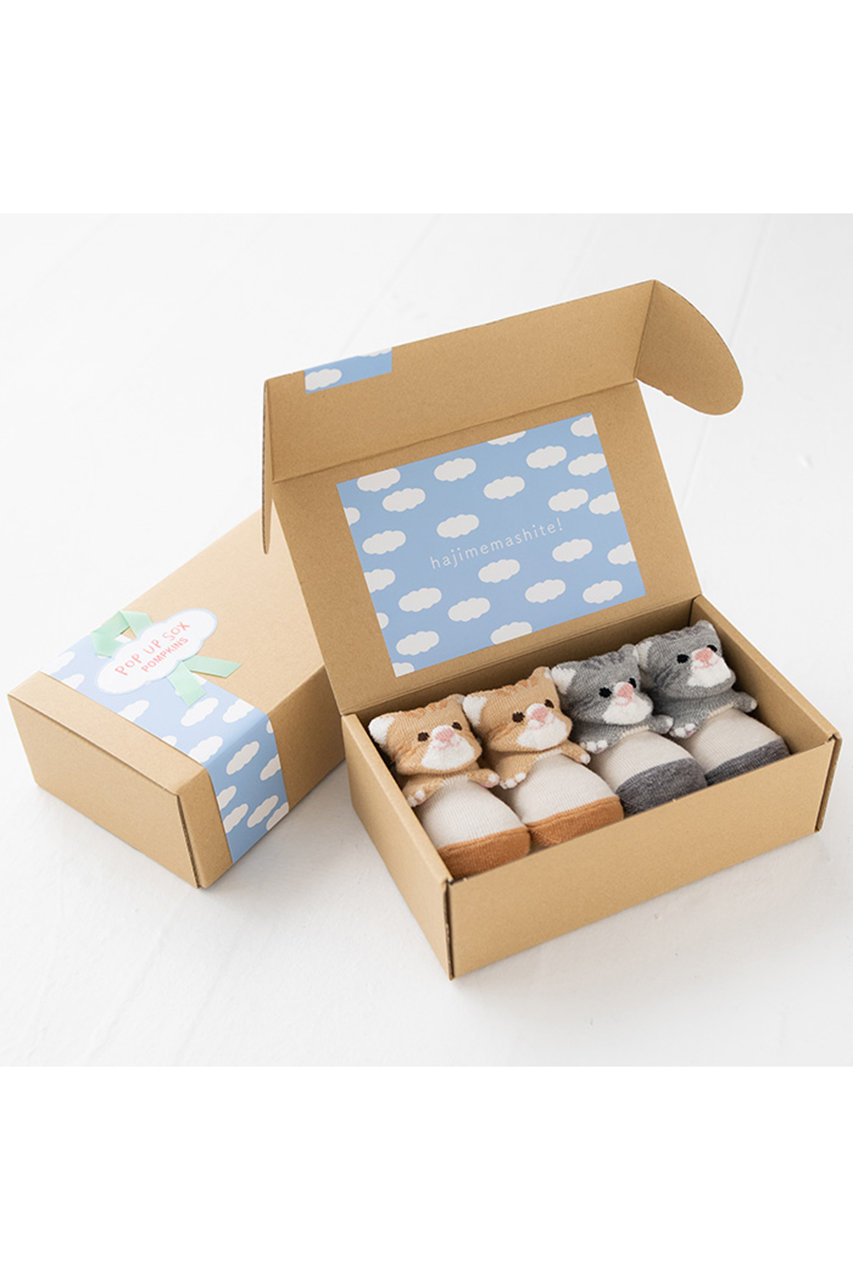 ポプキンズ/POMPKINSの【BABY】POP UP SOX ギフトボックスセット ねこ XS(9-12cm)(ねこ/2412201P)
