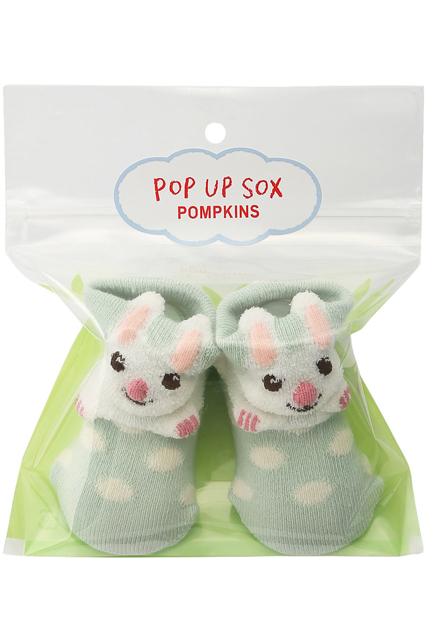 POMPKINS(ポプキンズ)｜【BABY】【POP UP SOX】うさぎ/ミントグリーン