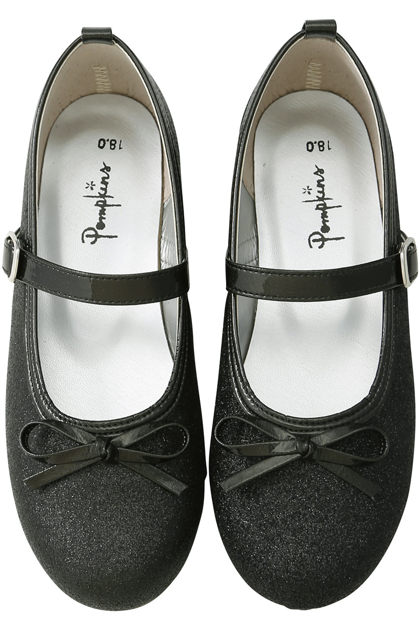 ポプキンズ/POMPKINSの【KIDS】グリッターバレエシューズ(ブラック/2611010)