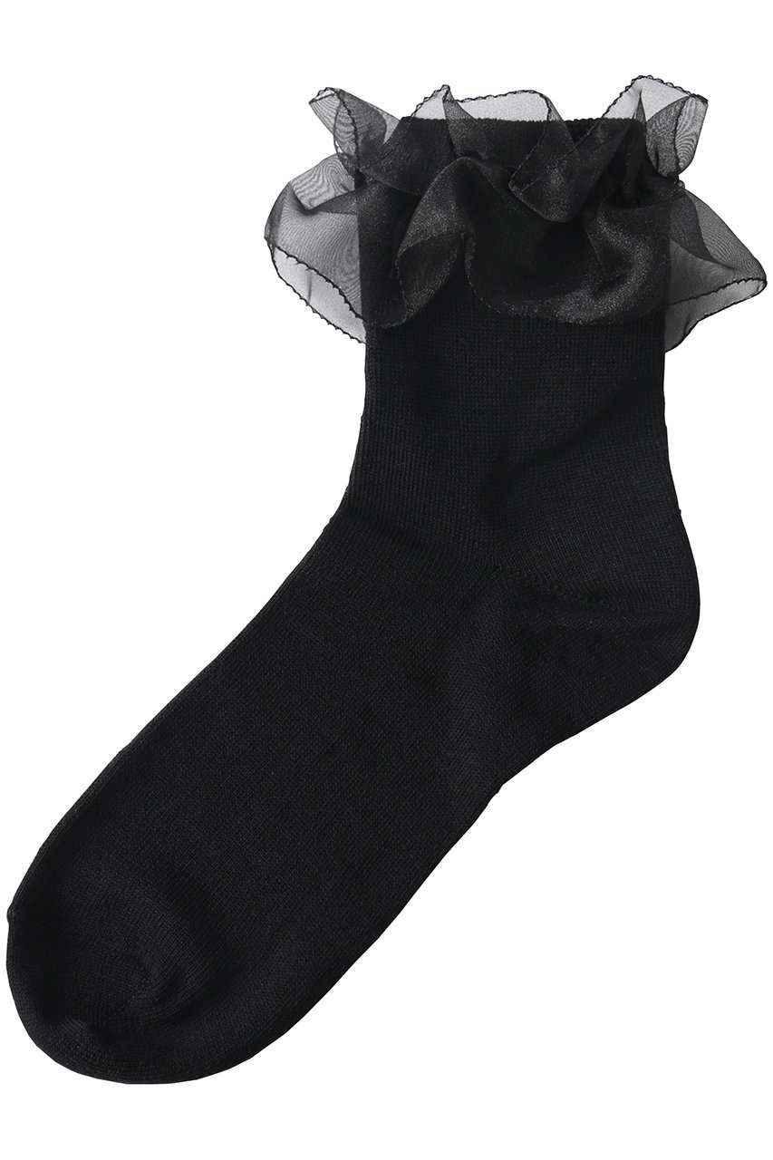 ポプキンズ/POMPKINSの【KIDS】オーガンジーレースソックス(ブラック/2912001)