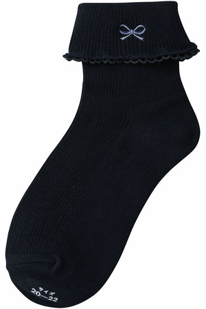 ポプキンズ/POMPKINSの【KIDS】リボン刺繍ソックス ネイビー S(14-16㎝)(200200/200299)