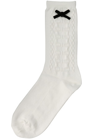 ポプキンズ/POMPKINSの【KIDS】ベルベットリボンソックス オフホワイト LL(23-24㎝)(200200/200299)
