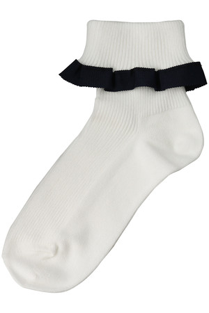 ポプキンズ/POMPKINSの【KIDS】グログランフリルソックス オフホワイト L(20-22㎝)(200200/200299)