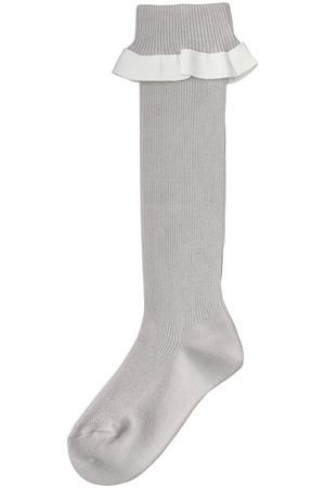 【KIDS】グログランフリルハイソックス オフホワイト S(14-16㎝)