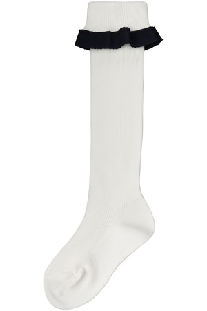 【KIDS】グログランフリルハイソックス オフホワイト S(14-16㎝)