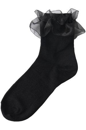 ポプキンズ/POMPKINSの【KIDS】オーガンジーレースソックス ブラック LL（23-24cm）