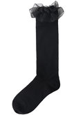 【KIDS】オーガンジーレースハイソックス ブラック LL（23-24cm）