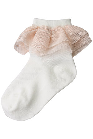 【KIDS】ドットチュールソックス ピンク L(20-22㎝)