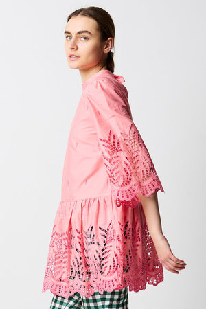 リーフエンブロイダリーレース　スタンドカラーブラウス