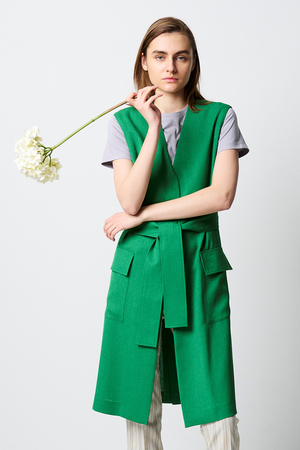 リネンライクツイル　アウトポケットジレ