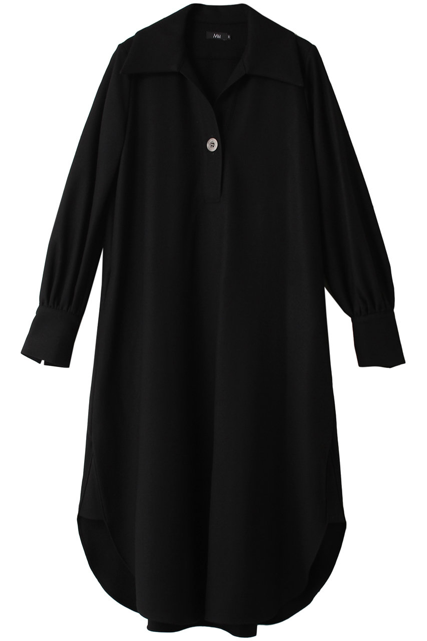 ＜ELLE SHOP＞ M・fil フランネル スキッパーシャツドレス (ブラック 40) エムフィル ELLE SHOP