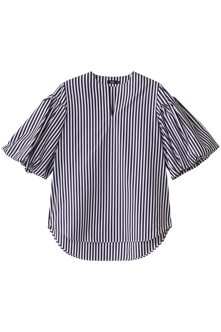 M・fil ポリエステル コットン ストライプ キーネック バルーンスリーブ ブラウス (オフホワイト, 38) エムフィル ELLE SHOP M・fil ポリエステル コットン ストライプ キーネック バルーンスリーブ ブラウス (オフホワイト, 38) エムフィル ELLE SHOP