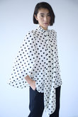 ドットヘビーデシン ボウタイケープブラウス